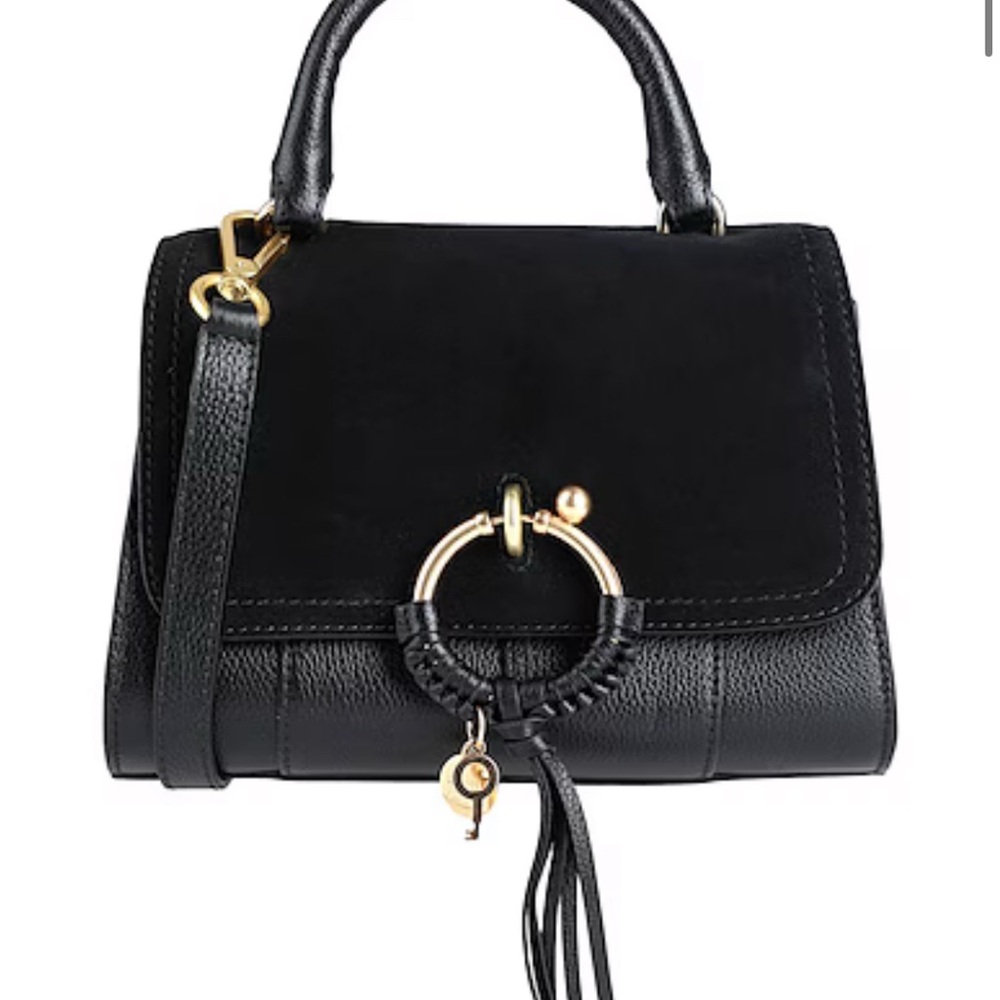 See By Chloe Black Satchel with Gold Accents